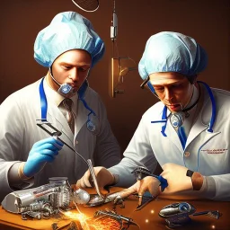 Two doctors performing a surgery