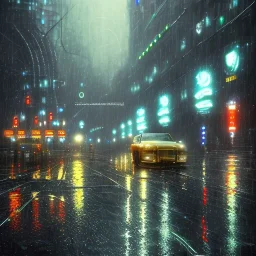 Cyberpunk Moscow, night, rainy