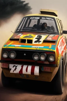 fiat 131 rally car Ethiopian with dreadlock man inside