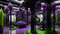 A room built around popcorn plants featuring the use of superstructure plates, glass, big pipes, fungus trees, and the colors purple and black.
