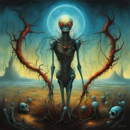 Artificial 🤖 Serendipity, artwork by Esao Andrews, Zdzislaw Beksinski, Gerald Scarfe, Lisa Frank , Rough Neon , bioluminescent, sinister, fresh, omniscient, creepy, what treacle traps the nightmares, Ulcer Lord, high quality, hyperdetailed