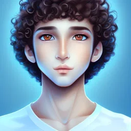 beautiful 12 year old arabic boy with curly hair and light blue eyes