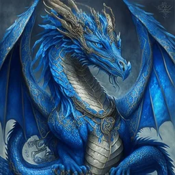 Kaiyubra - God of Protection, Justice, Law Keepers, and Truth-Seeking, Patron of Nobility and Peaceful Dragons A blue dragon