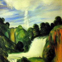 Waterfalls, clouds, max liebermann painting