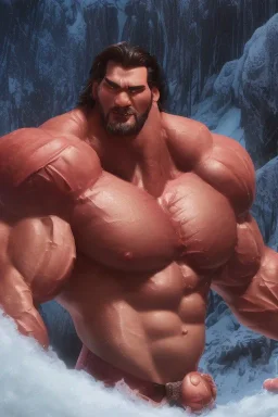 NSFW, An rugged attractive slightly muscular fantastic handsome man, hairy chest, (((visibly pisssing))) briefs, large erect visible boner peniss, photorealistic, artist Jay Anacleto