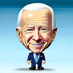 Ilustración chibi Joe Biden con una (naríz extra larga: 1.5) como la del muñeco Pinocho plano 2/3