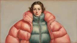 hot woman in puffer jacket by pontormo