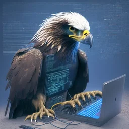 hacker eagle using a computer