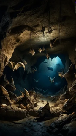 Bosch nightmares paining style bats upside down sleeping inside a cave , 8k artistic photography, photorealistic concept art, soft natural volumetric cinematic perfect light, chiaroscuro, award-winning photograph, masterpiece, oil on canvas, Raphael, Caravaggio’s, Greg Rutkowski, people, beksinski, Giger