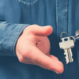 man holding keys