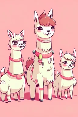 llamas in the style of hello kitty