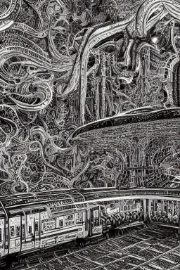 Insanely detailed intricately detailed meticulously detailed hyperdetailed outline of a train, high contrast, beautiful landscape, detailed full-color, black on gold paper nature, HD photography, Josan Gonzalez, Tishk Barzanji, Anne Dittmann, autoCAD