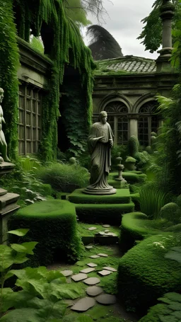 Alex ventures into the overgrown gardens of Blackwood Manor, where ancient statues stand sentinel amidst twisted vines and crumbling stone. As he explores, he feels the weight of centuries of history pressing down upon him, the very air thick with the whispers of the