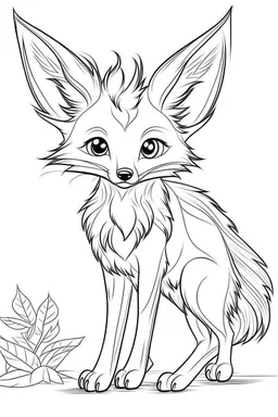 outline art for Fawn (Fox) coloring pages with sitch, white background, Sketch style, full body, only use outline, toddlers style, clean line art, white background, no shadows and clear and well outlined.