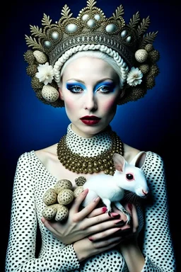 lady with ermine-head, albino, bizarre, surreal, darkmood by natalie shau