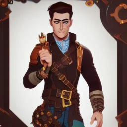 ed sheran with dark brown hair, lego, steampunk