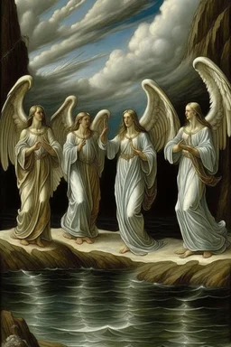 I saw four angels standing at the four corners of the earth, holding back the four winds of the earth so that no wind would blow on the earth or on the sea or against any tree. Then I saw another angel coming up from the east, having the seal of the living God. He cried out with a loud voice to the four angels who were permitted to harm the earth and the sea, saying, “Do no harm to the earth or the sea or the trees, until we have put a seal on the foreheads of the servants of our God.”