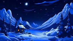 cartoon illustration: North Pole night, just nature