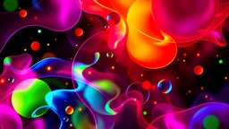 Abstract Shapes Colorful in Neon Colors Glass, blank background