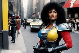 [Jean-Paul Riopelle] Pam Grier as Coffy imeets Judge Dredd in a vibrant street of MegaCity One