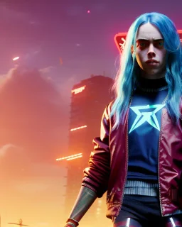 Billie Eilish, in stockings, cyberpunk2077