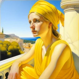 Neoclassicism woman realistic yellow cote d'azur