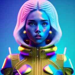 read head woman teenager, few freckles, gold teeth, alligator coat, purpurin, retro futuristic, latex dress, gradient color, BLUE, PINK, CYAN, neon, insanely detailed, 16k resolution, perfect eyes, cinematic smooth, intricate detail