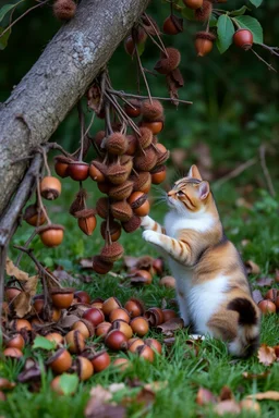 hundreds of acorns tries to attack my mother, brother and a cat