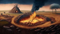 neolithic landscape with agriculture and using fire to clean