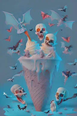 Spooky Ice cream with ghosts and skeletons and bats and blood