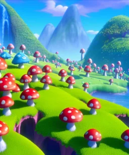 A small and colourful mushroom town