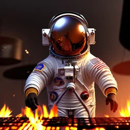 astronaut burning meat barbecue unreal engine 5, octan render