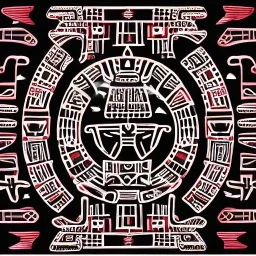 mix between Aztec glyphs and hieroglyphs