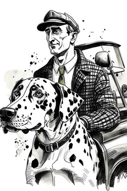 Ink sketch of a hybrid of a taxi driver and a dalmatian