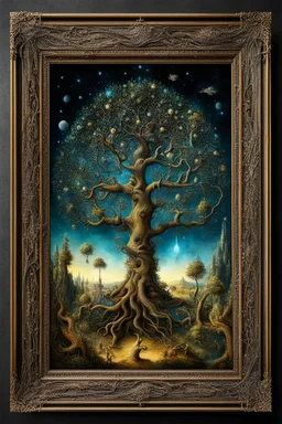 magical fantasy trees, very detailed, amazing quality, etheral, extreme, intricate, cinematic light, highly detailed, beautiful, expressziv by Hieronymus Bosch, 3D, surreal, creepy stunning, in frame