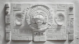 futuristic, realistic,tecno music, mayan drawings on white stone