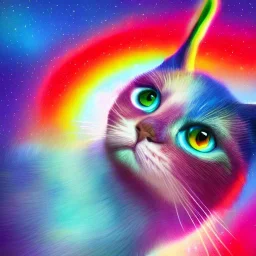 rainbow cat, cinematic lighting, vibrant, fantasy, digital illustration