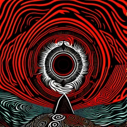 contrivance of incentive induced madness, violent colors, By Stanley Donwood, gnostic symbols