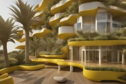 A tourist resort in the shape of a pineapple, interior design, facade