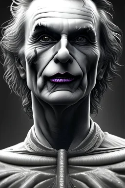 The Joker, brutal face, portrait, 8k, finely detailed, dark light, photo realistic, hr giger