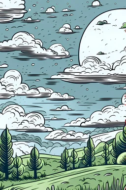 Illustration d’une journée ou il ne fait pas beau avec un ciel et des nuages.