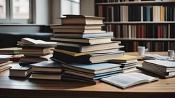 pile of books on the table