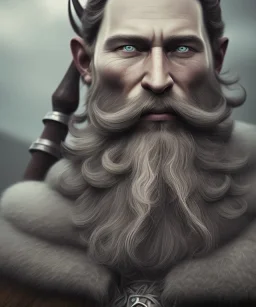 close-up portrait, Viking style, realistic, 8K, a Highly detailed face of a man, beard, long, sword