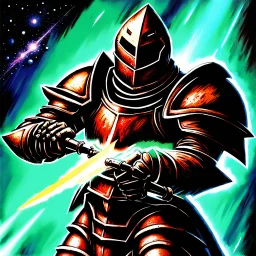 fantasy space knight 90's tcg art