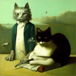 UN conference,a cat and human flesh-like surgical instruments and universe-like a pigeon and neuralink, surrealism,minimalism,Painting By Adrian Ghenie, Rene Magritte, Salvador Dali, Lucian Freud