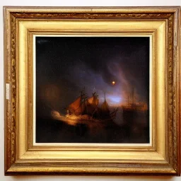 Rembrandt, stars, planets, ships, space