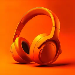 Create dark orange music headphones and orange background