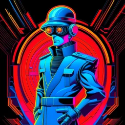 draw a retrofuturism spy in neon colors