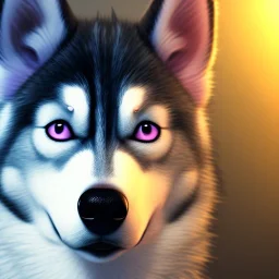 Husky, neon pink eyes, 8K, cinematic lighting, sharp focus, masterpiece, expert