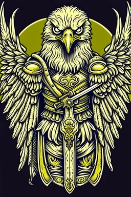 Eagle wearing crown and holding sword with Amberian Security Consulting under neath